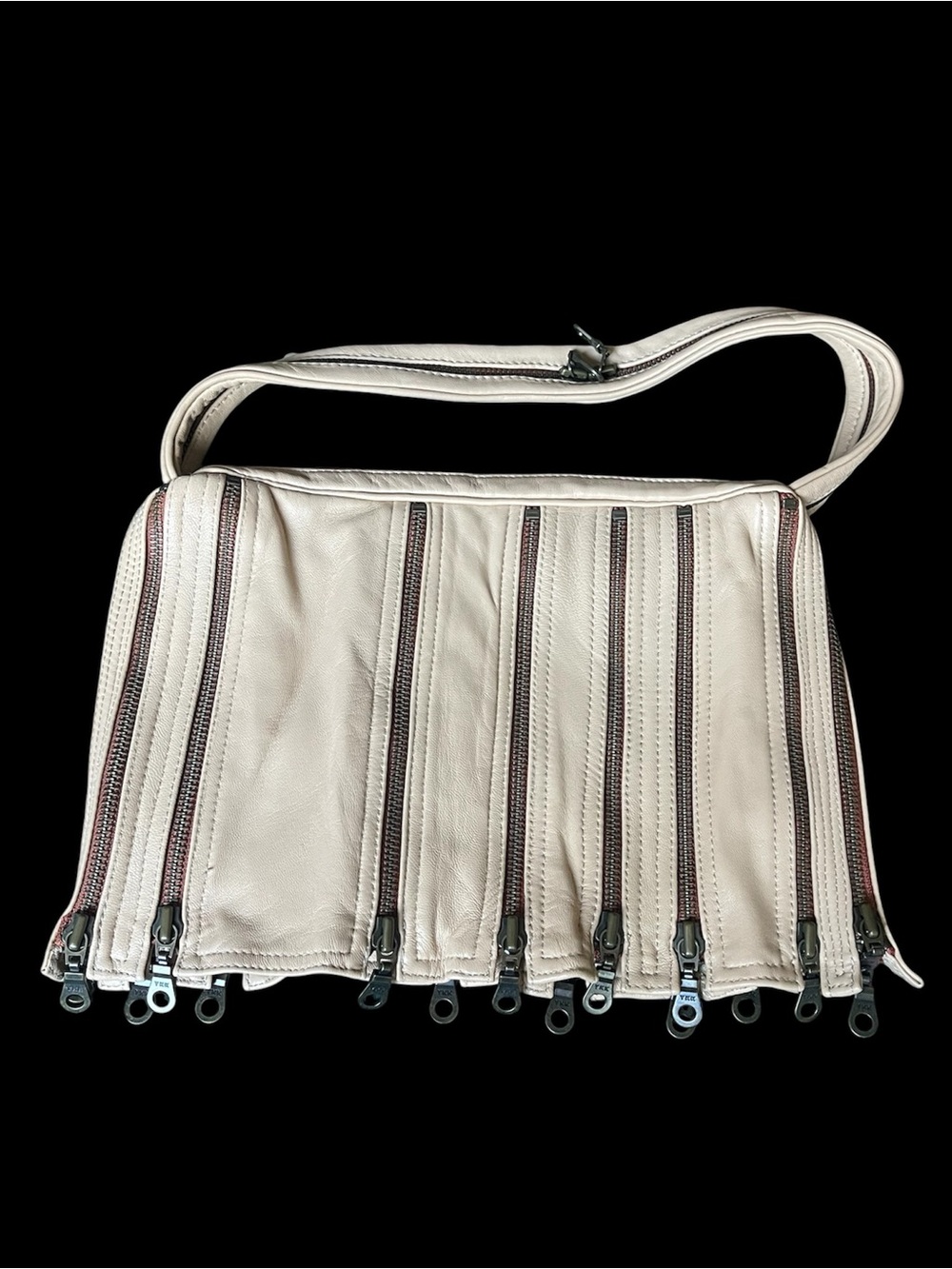 Jamin Puech Cream Leather Zipper Purse